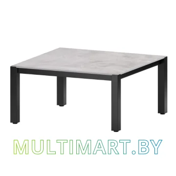 Стол Millwood Сеул Керамогранит 800х800x400 (серый камень/металлокаркас черный)